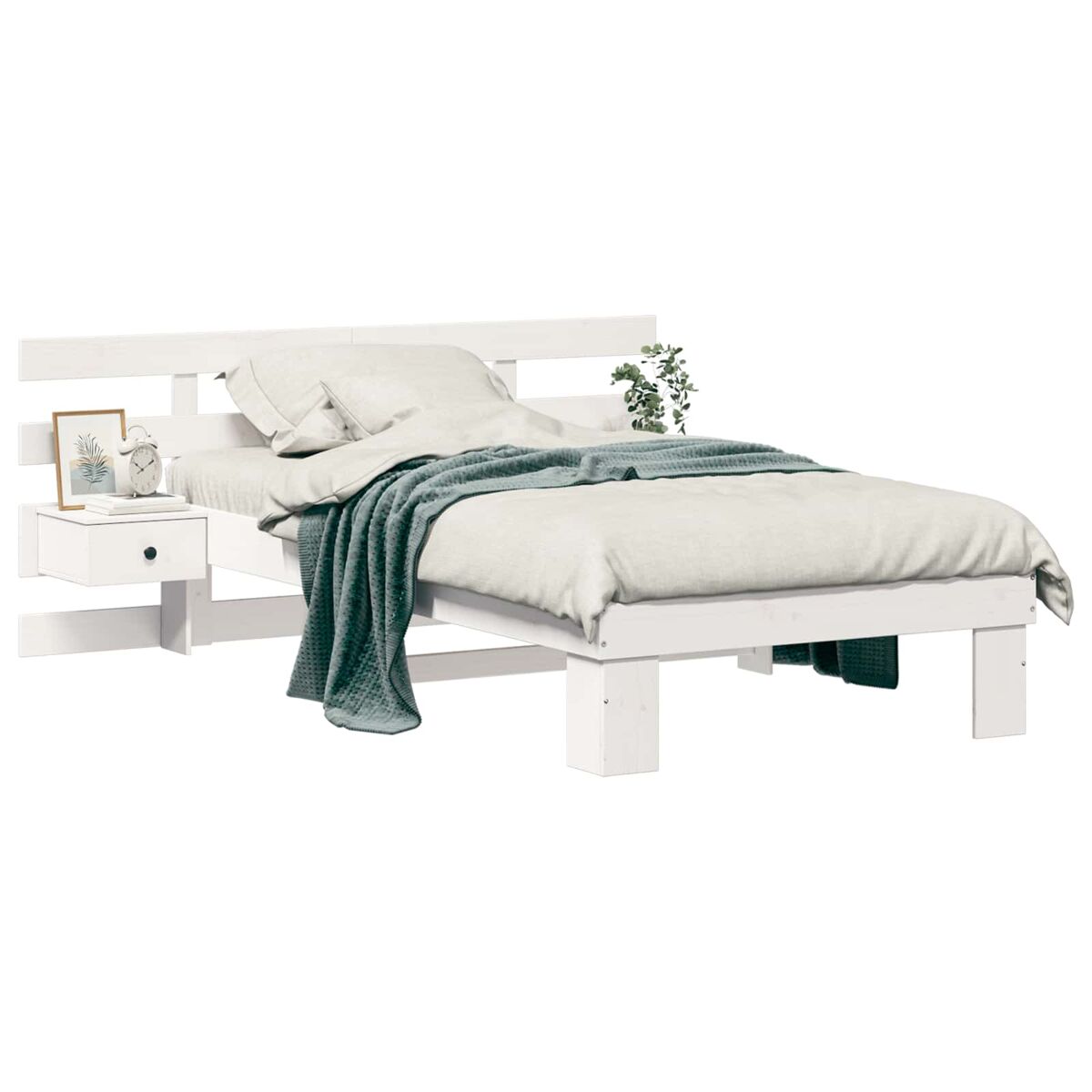 Estrutura de cama de solteiro para adultos - branco 90 x 200 cm madeira de pinheiro sólida