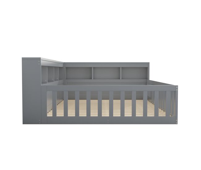 Cama daybett 140x200cm - sofá-cama, com compartimento de arrumação, estrado, com tomada e usb - cinza