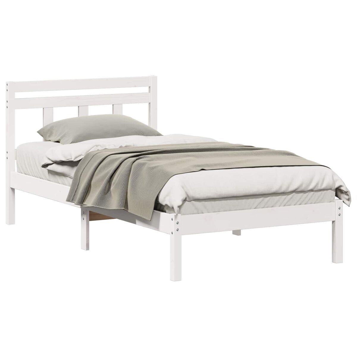 Estrutura de cama de solteiro para adultos - branco 90 x 200 cm madeira de pinheiro sólida