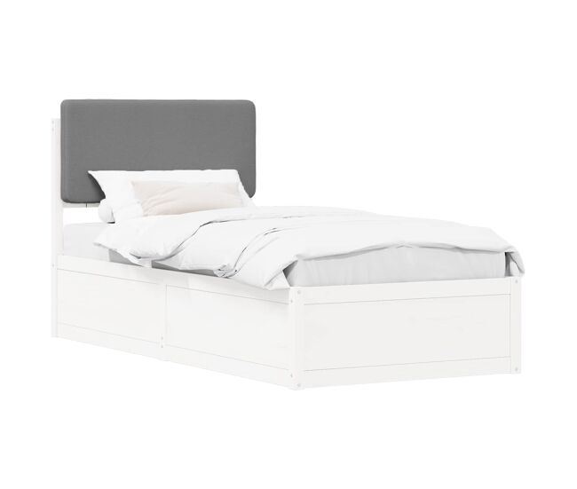 Estrutura de cama de solteiro simple com cabeceira estofada cinzento-claro