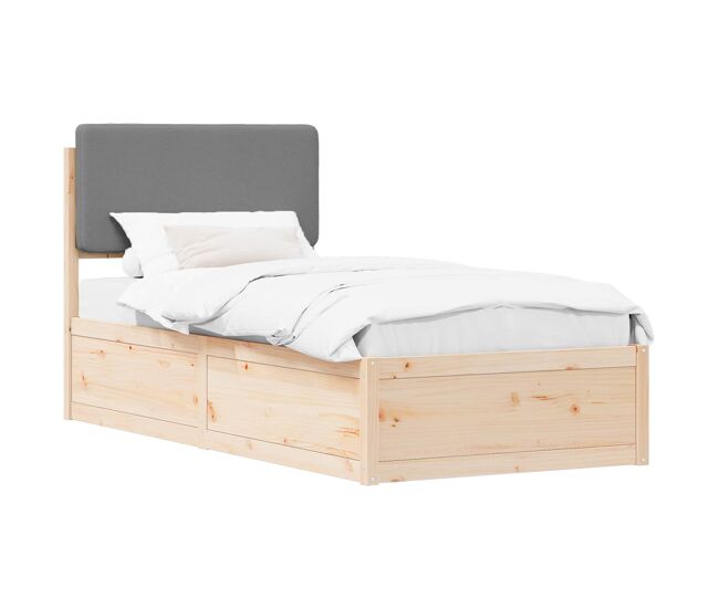Estrutura de cama de solteiro simple com cabeceira estofada cinzento-claro