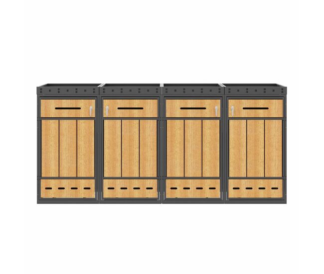 Móvel para contentores de lixo com capacidade para 4 cubos de 120-240 l – com teto para plantas, armário exterior para lixo, estrutura resistente –