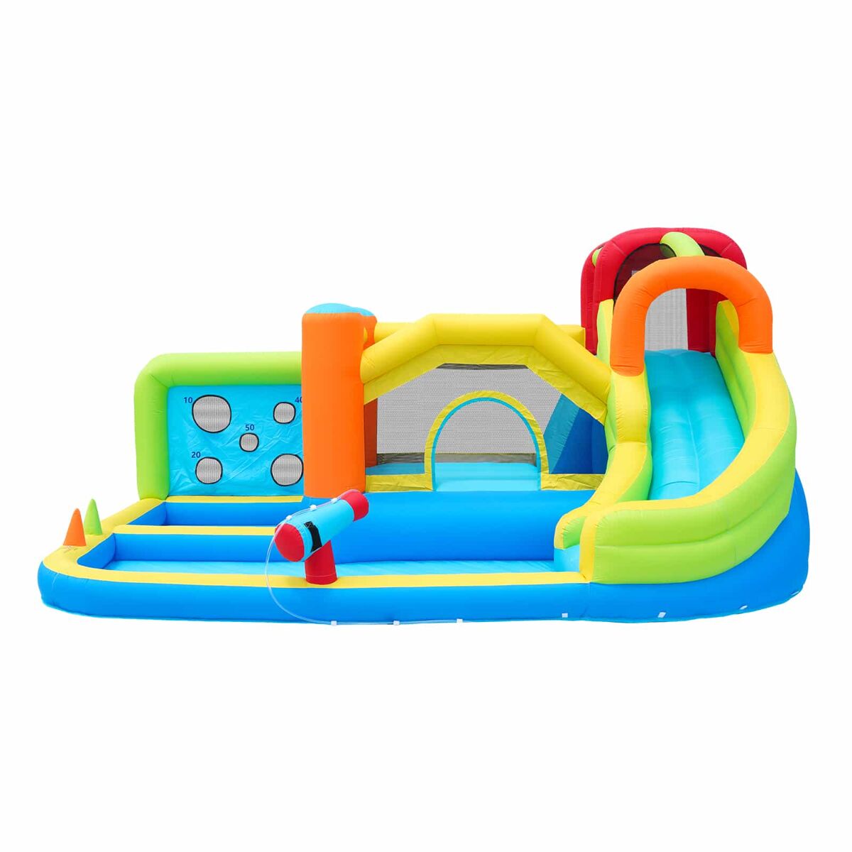 Castelo insuflável com soprador - parque aquático multifuncional + trampolim para crianças, escorregador, parede de lançamento, aro de basquetebol,
