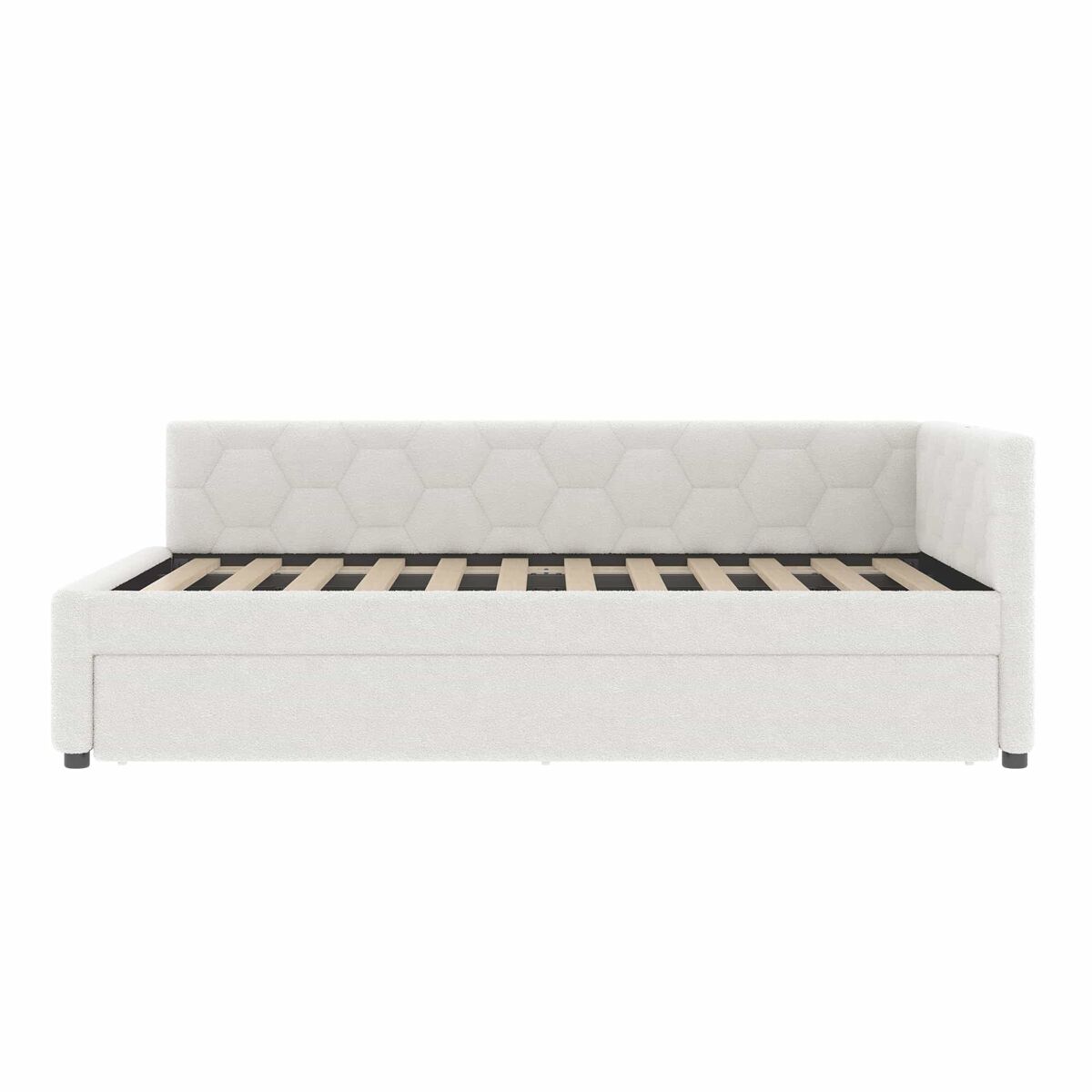 Cama daybett 140x200cm - sofá-cama, com candeeiro de mesa, cama extensível multifuncional, porta usb e tipo-c, sem colchão - branco