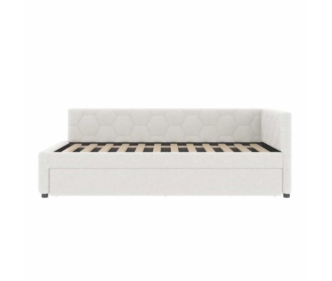 Cama daybett 140x200cm - sofá-cama, com candeeiro de mesa, cama extensível multifuncional, porta usb e tipo-c, sem colchão - branco