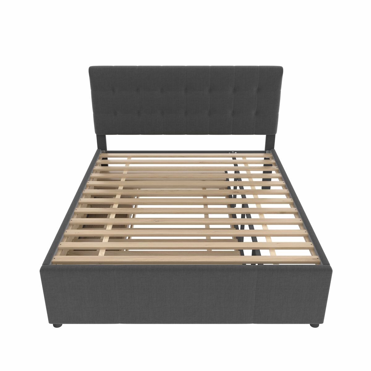 Cama estofada 140x200cm - cama de casal, cama familiar, cama matrimonial com três gavetas, cama extensível, cabeceira ajustável - cinza