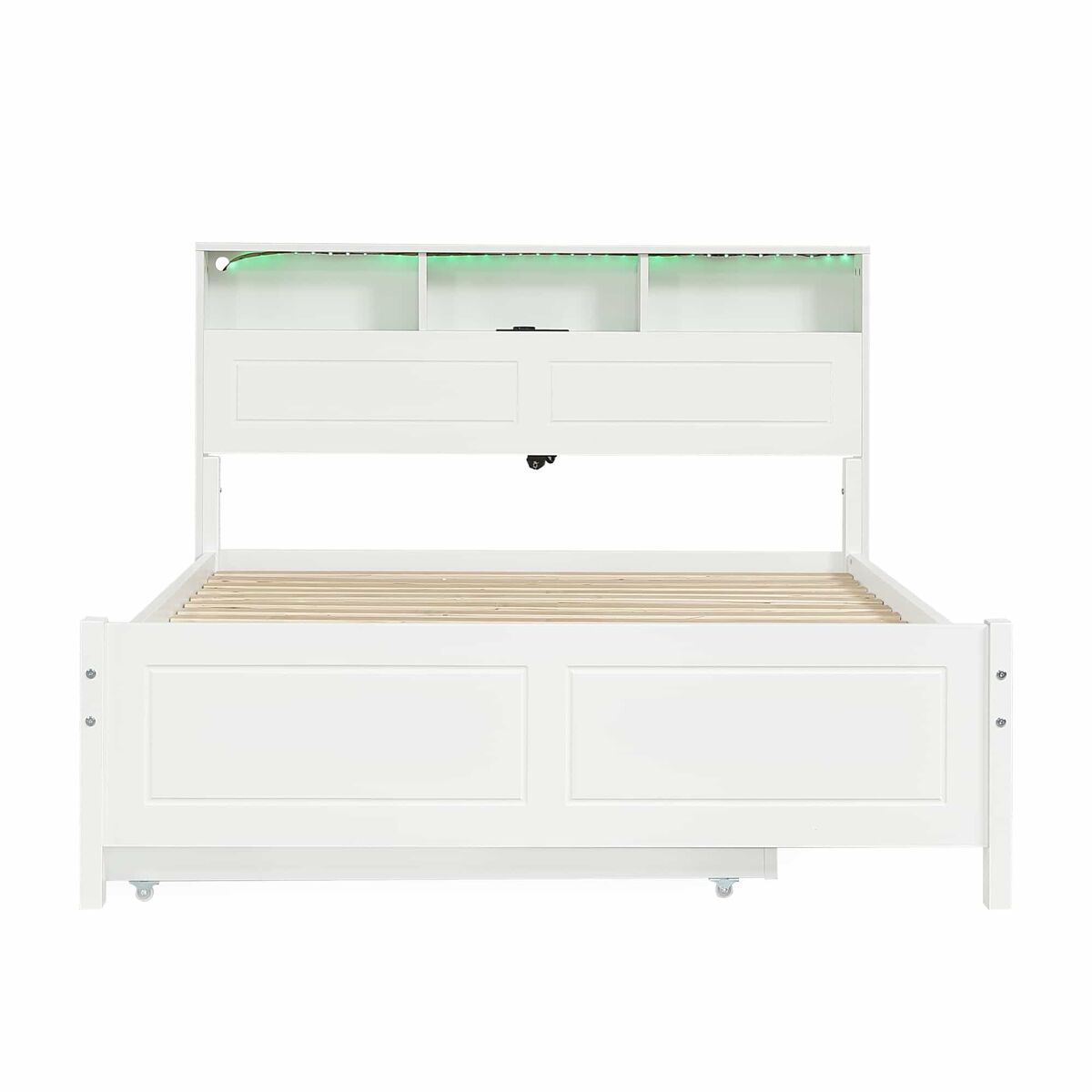 Cama de casal 120x200&90x190cm - cama plana, cama familiar, com fitas de luz ambiente, porta de carregamento integrada, cama extraível, arrumação na