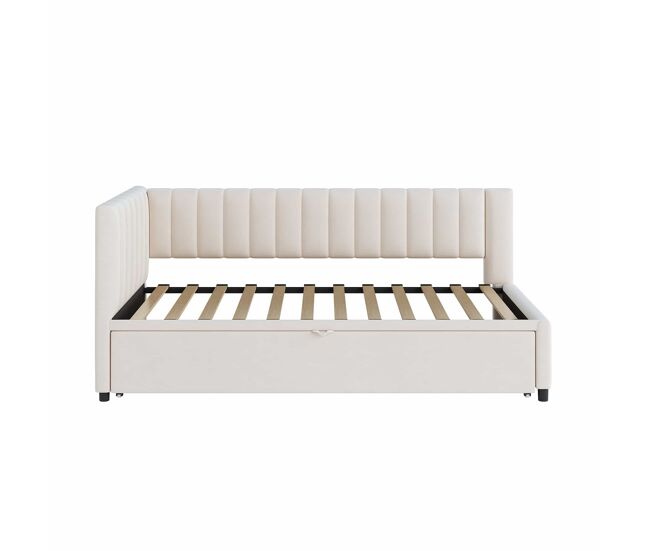 Sofá-cama multifuncional 90/180*200 cm - cama extensível, design compacto, para enfants e hóspedes - bege