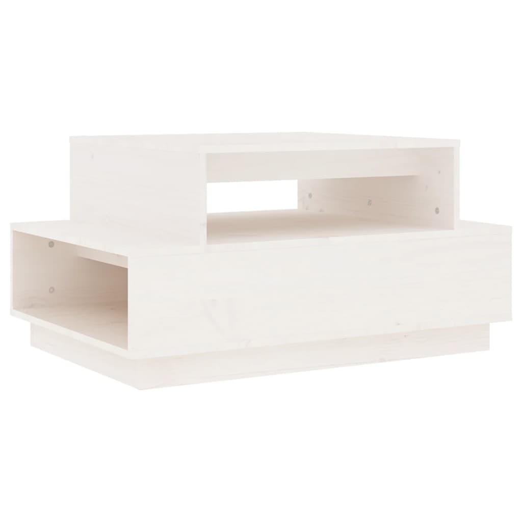Mesa de centro, mesa baixa, 80x55x40,5 cm madeira de pinho maciça branco