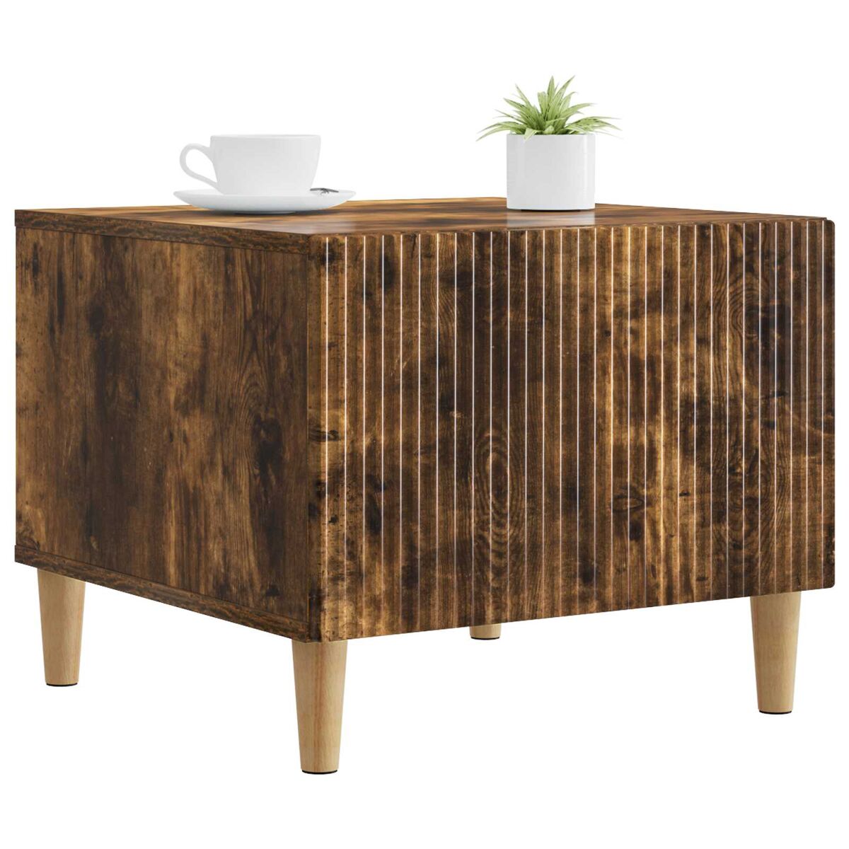 Mesa de centro, mesa baixa, com gaveta carvalho fumado 49 x 50 x 40 cm