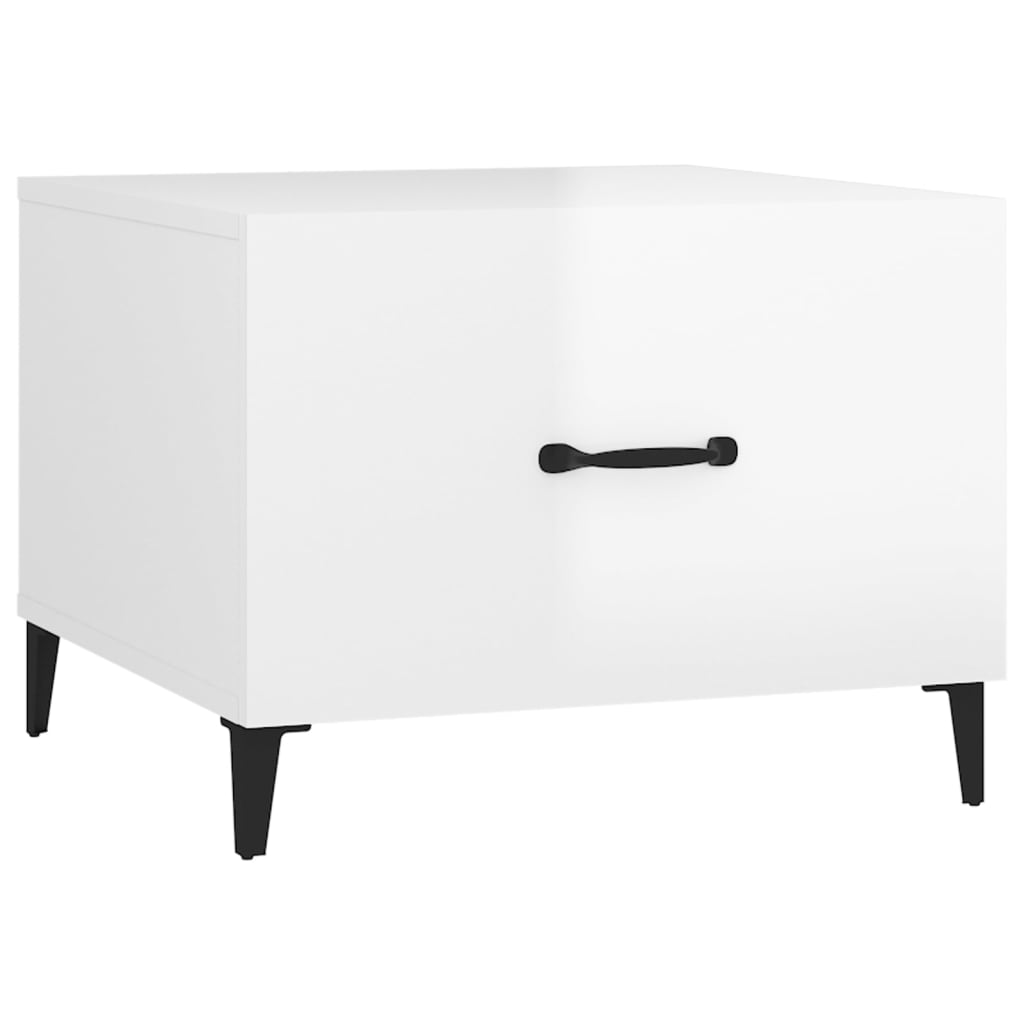Mesa de centro, mesa baixa, com pernas de metal 50x50x40 cm branco brilhante