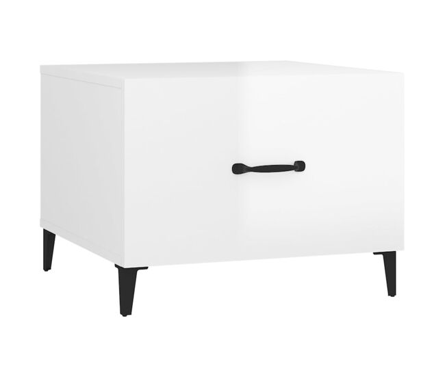 Mesa de centro, mesa baixa, com pernas de metal 50x50x40 cm branco brilhante