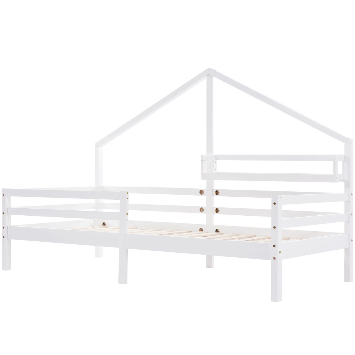 Cabine-cama 90x200cm em madeira maciça - com étagères - blanc
