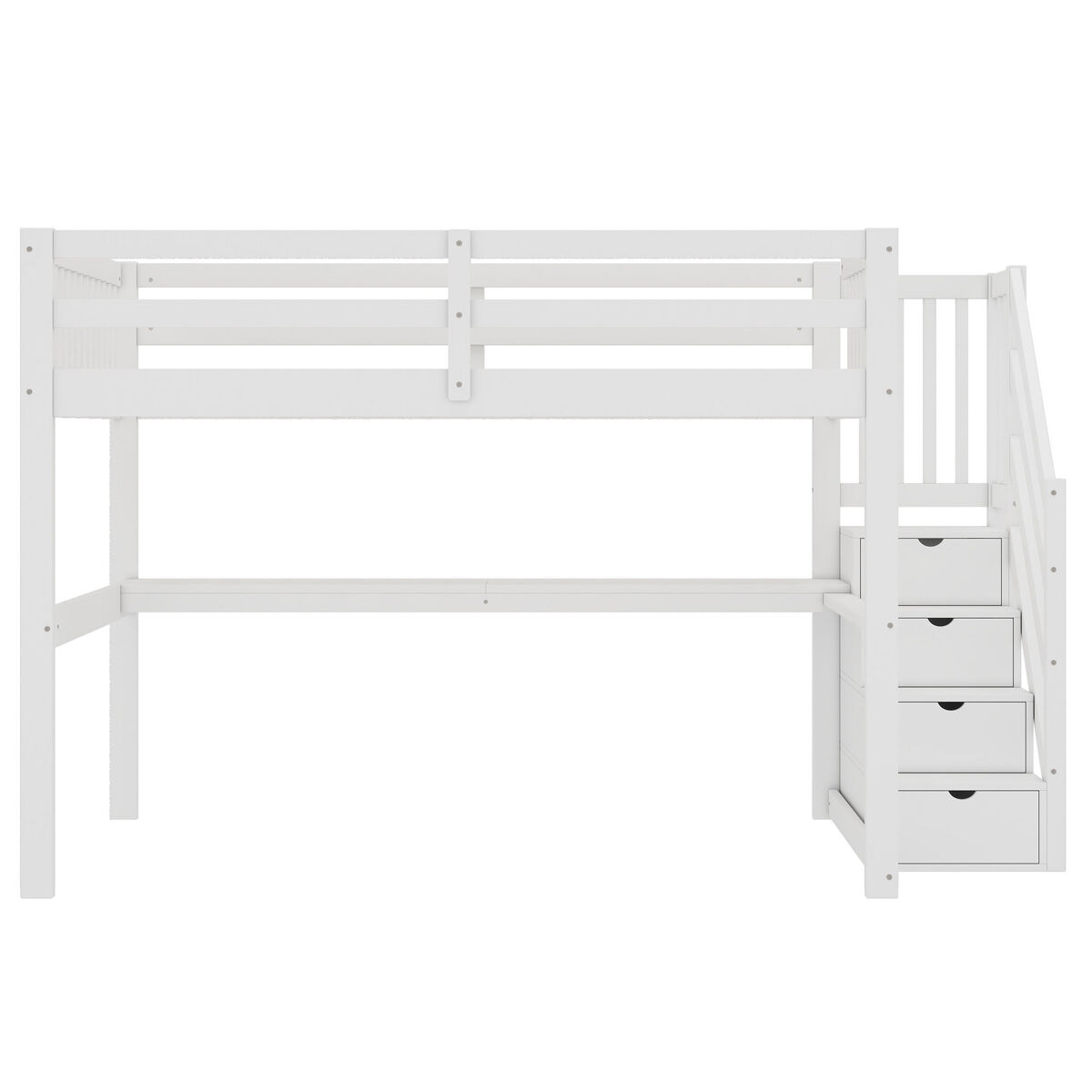 Cama alta 140x200 - cama infantil com gavetas de arrumação e secretária por baixo - branca