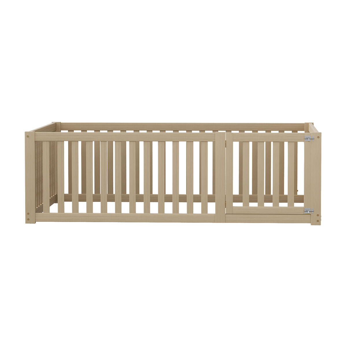 Cama infantil 140x200cm de madera maciza con barrera de seguridad - natural