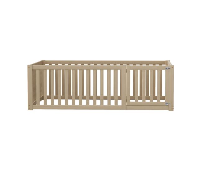 Cama infantil 140x200cm de madera maciza con barrera de seguridad - natural