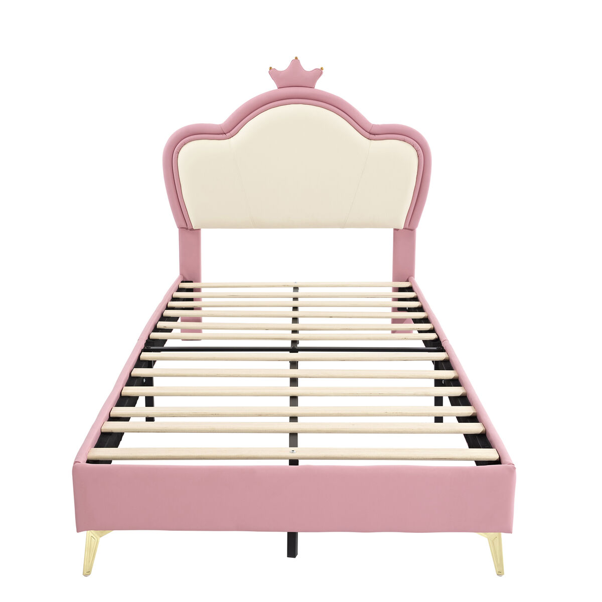 Cama de enfant 90x200cm em pele sintética - design exclusivo - rosa e blanc