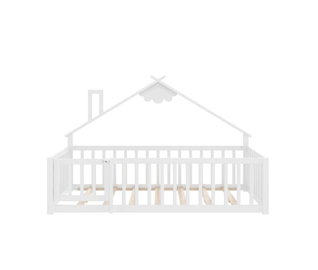 Cama infantil 90x190 cm - com grade e cerca com fechadura - branco