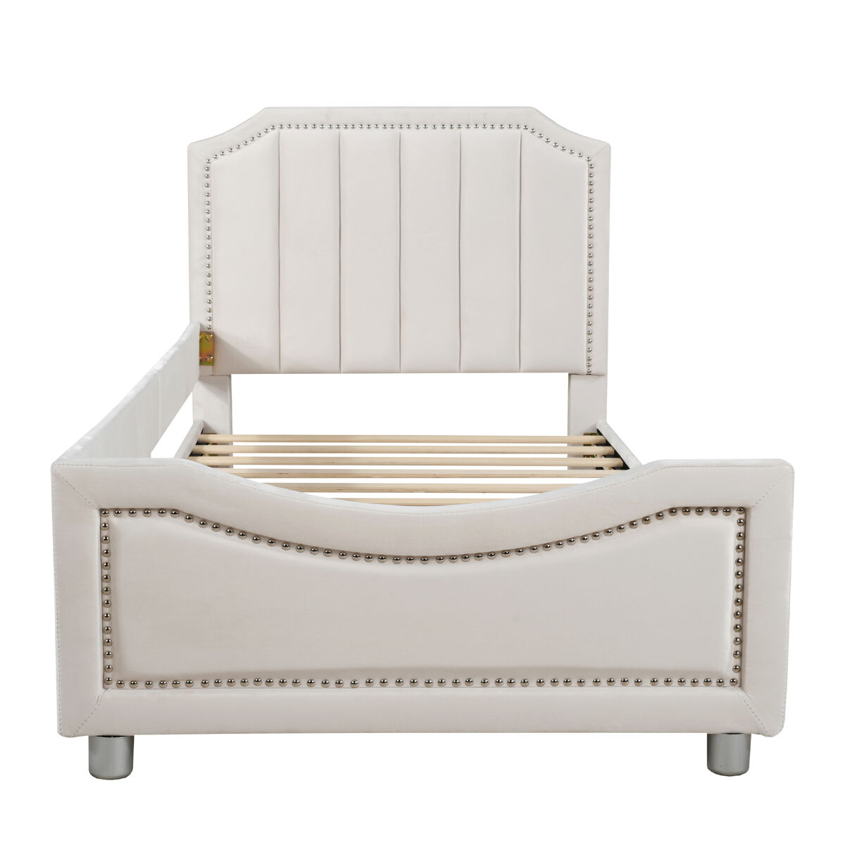 Cama individual para crianças 90x200cm - sofá-cama de veludo - bege