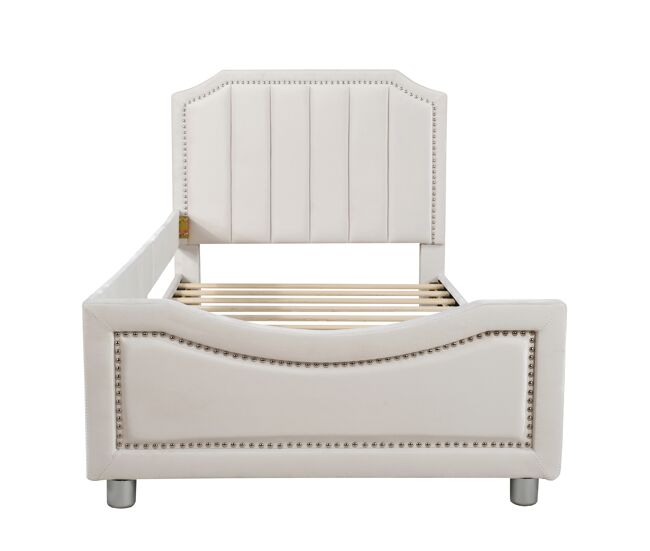 Cama individual para crianças 90x200cm - sofá-cama de veludo - bege