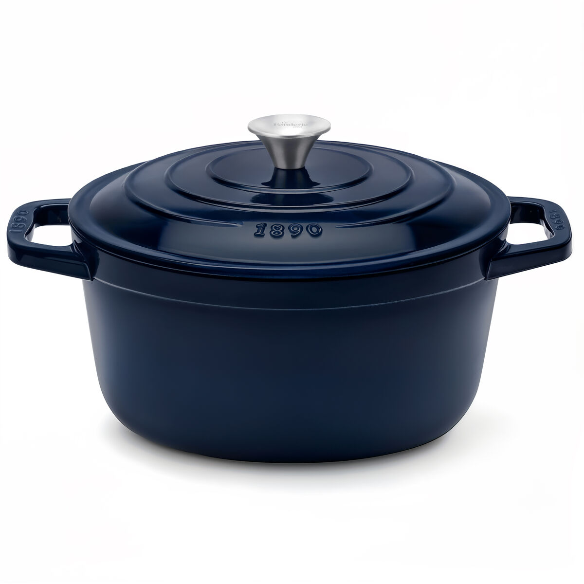 La fonderie 1890, alma25, caçarola em ferro fundido, 25 cm, 4,7l, azul, compatível com todas as fontes de calor, indução, gás, grelhador e forno.