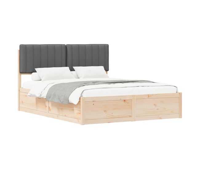 Estrutura de cama de casal moderno com cabeceira estofada cinza escuro