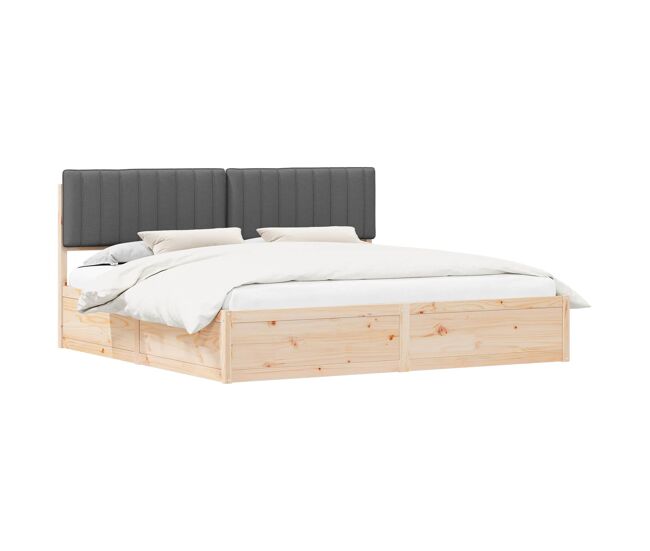 Estrutura de cama de casal moderno com cabeceira estofada cinza escuro