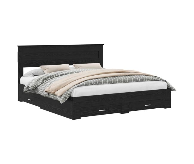 Estrutura da cama de casal moderno com cabeceira carvalho preto 180 x 200 cm