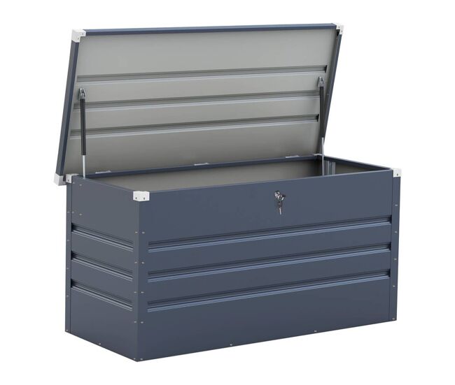 Caixa de jardim metálica "store" - 480 l - 132 x 61 x 60 cm - gris