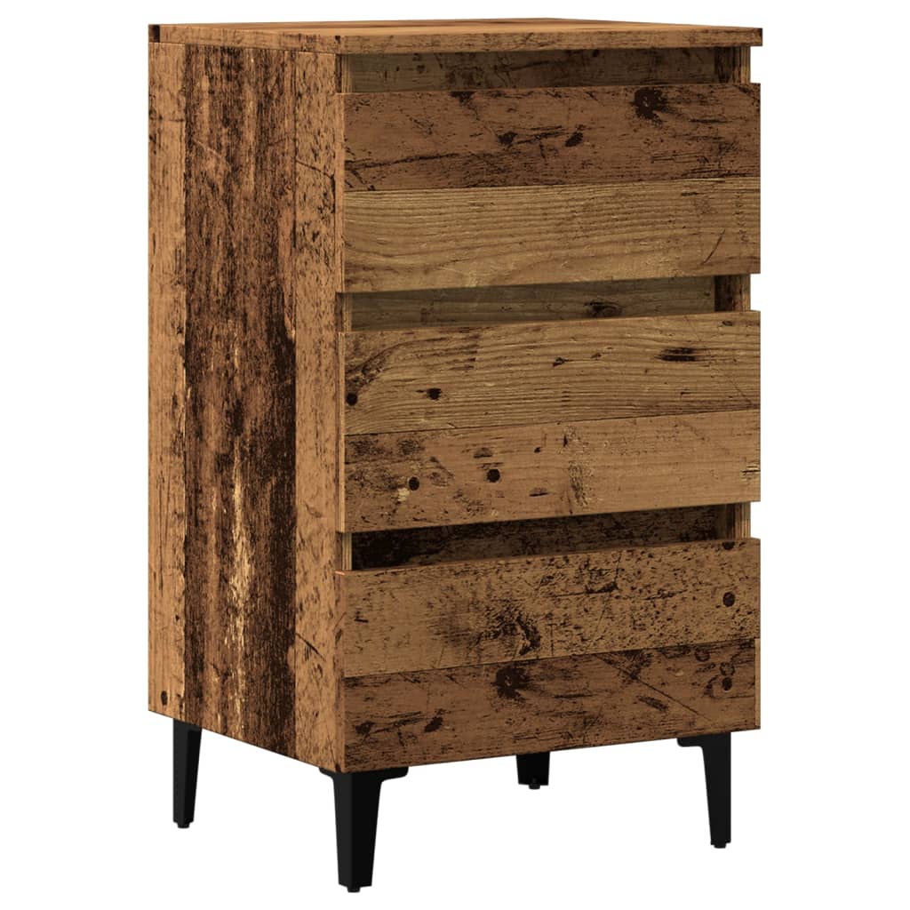 Soluna home - mesas de cabeceira madeira trabalhada e metal 40 x 35 x 69 cm