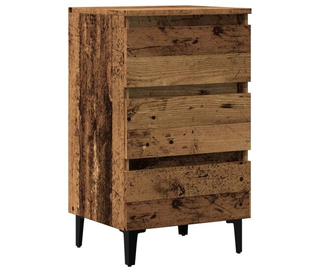 Soluna home - mesas de cabeceira madeira trabalhada e metal 40 x 35 x 69 cm