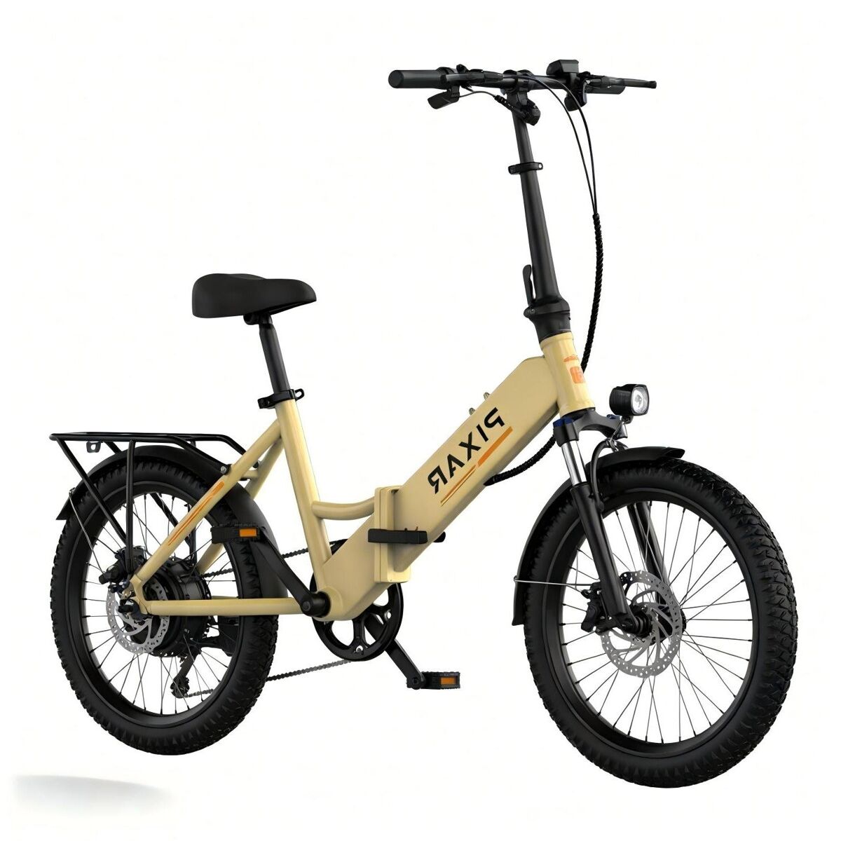 Pixar rusher 250w 48v 12.8ah 20x3 bicicleta elétrica amarela freio a disco