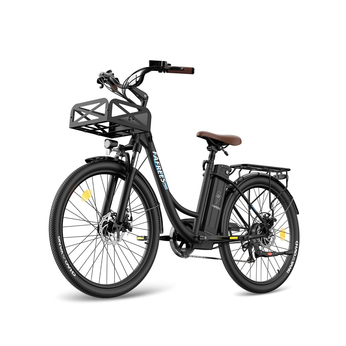 Bicicleta elétrica fafrees f26 lasting - motor 250w bateria 36v25ah 26x1.95 polegadas pneus travões de disco mecânicos - preta