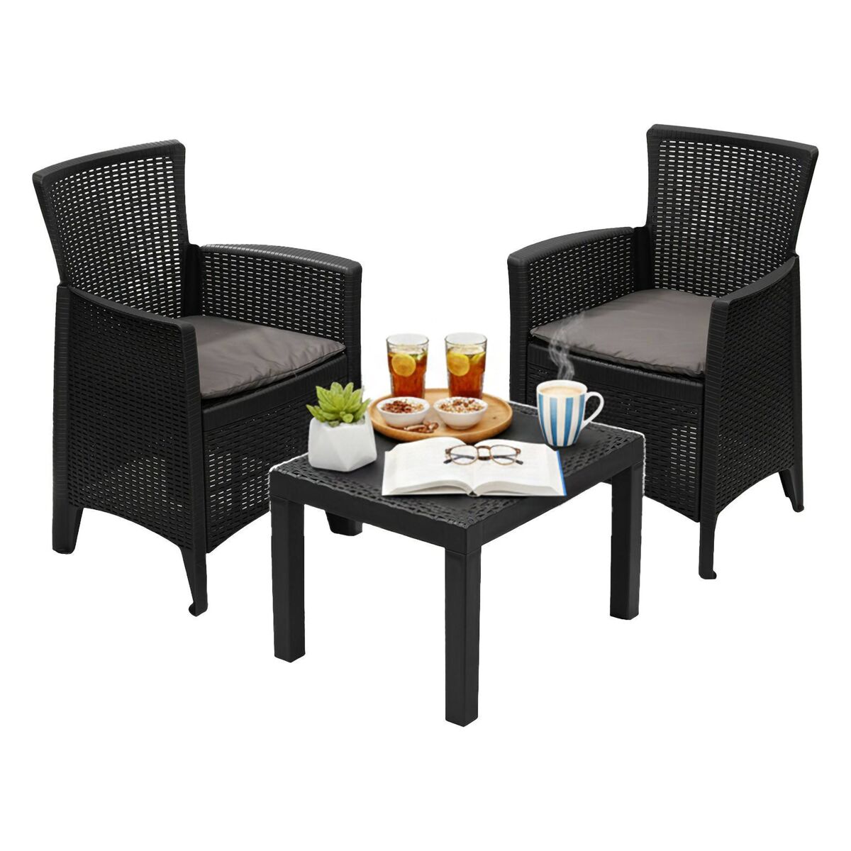 Conjunto de jardim 2 lugares em plástico