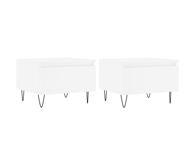2pcs mesas de centro, mesas baixas 50x46x35 cm derivados de madeira branco