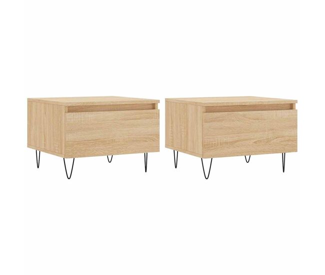 2pcs mesas de centro, mesas baixas 50x46x35cm deriv. madeira carvalho sonoma