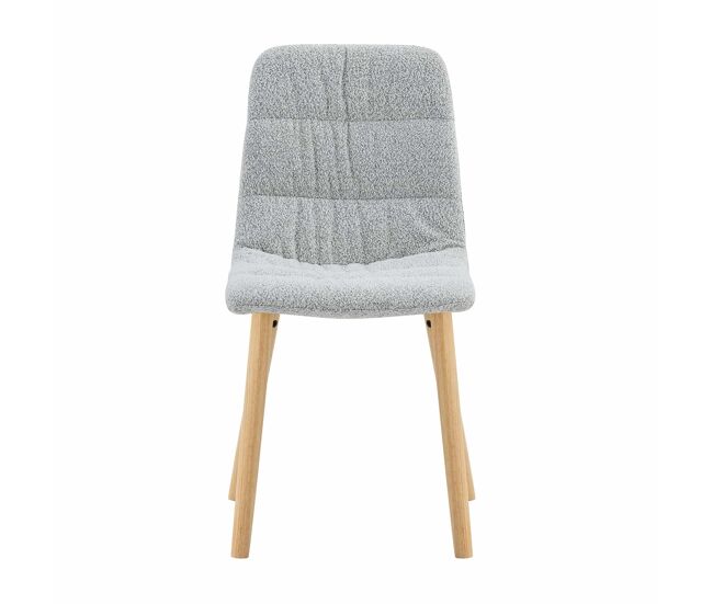 Cadeiras de jantar de 88 cm (conjunto de 2) - estofadas em tecido plissado, pés em madeira maciça, estilo nórdico moderno - cinzento claro e madeira