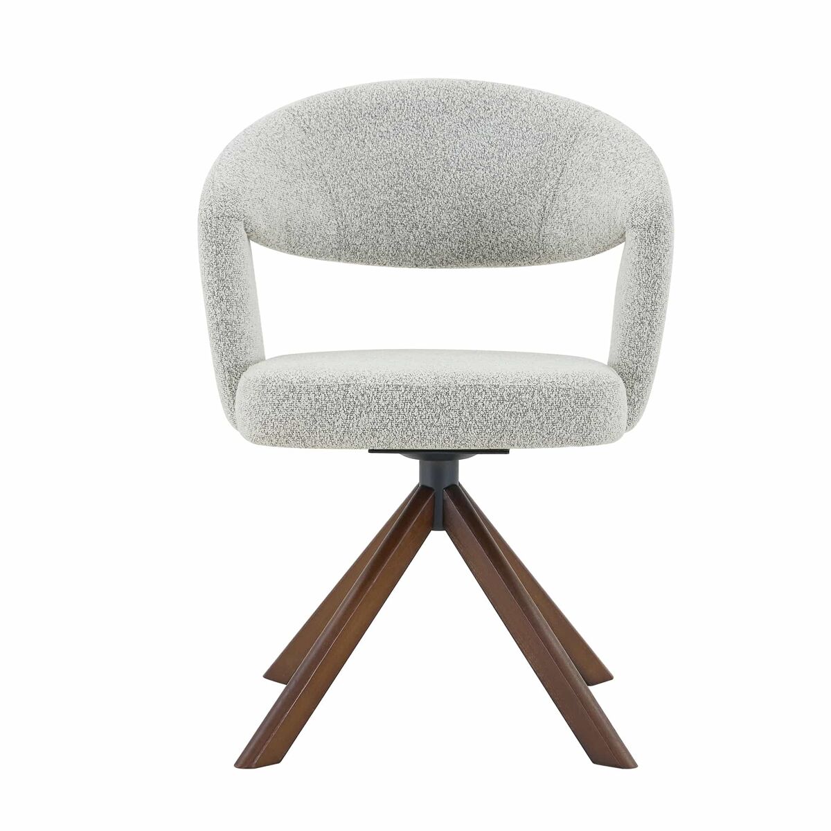 Conjunto de 2 cadeiras retro de luxo - estrutura em tecido cinzento claro com pés em madeira maciça na cor nogueira, rotação silenciosa de 360° e