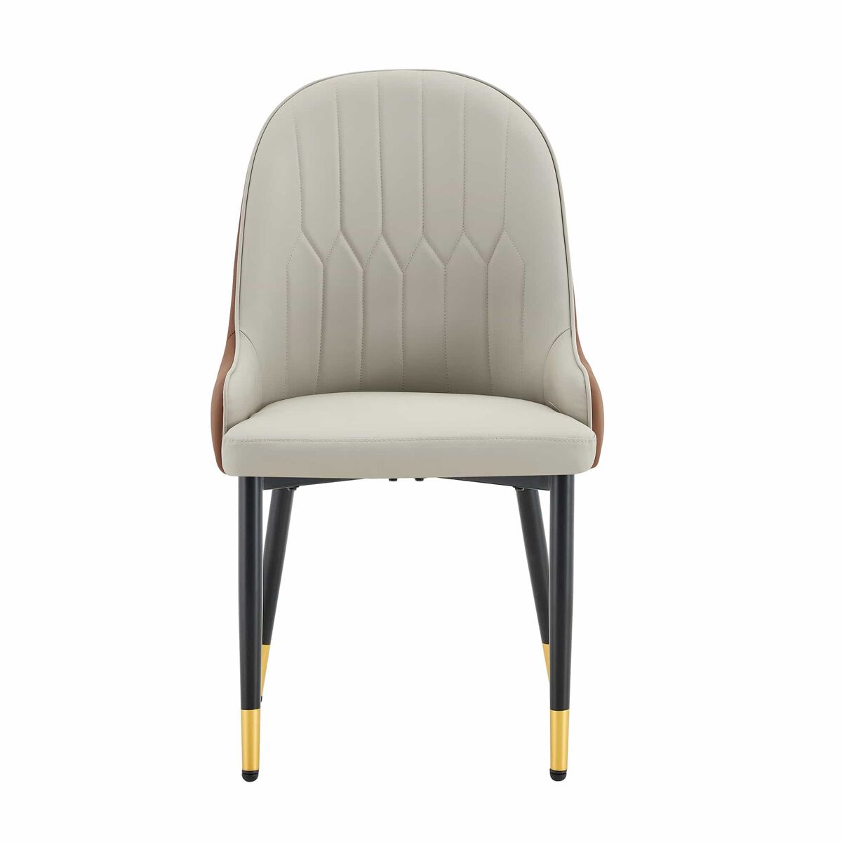 Conjunto de 2 cadeiras de jantar em pu - encosto com padrão em forma de raio, estofamento espesso de alta elasticidade, estrutura metálica resistente - castanho+noir, gris quente