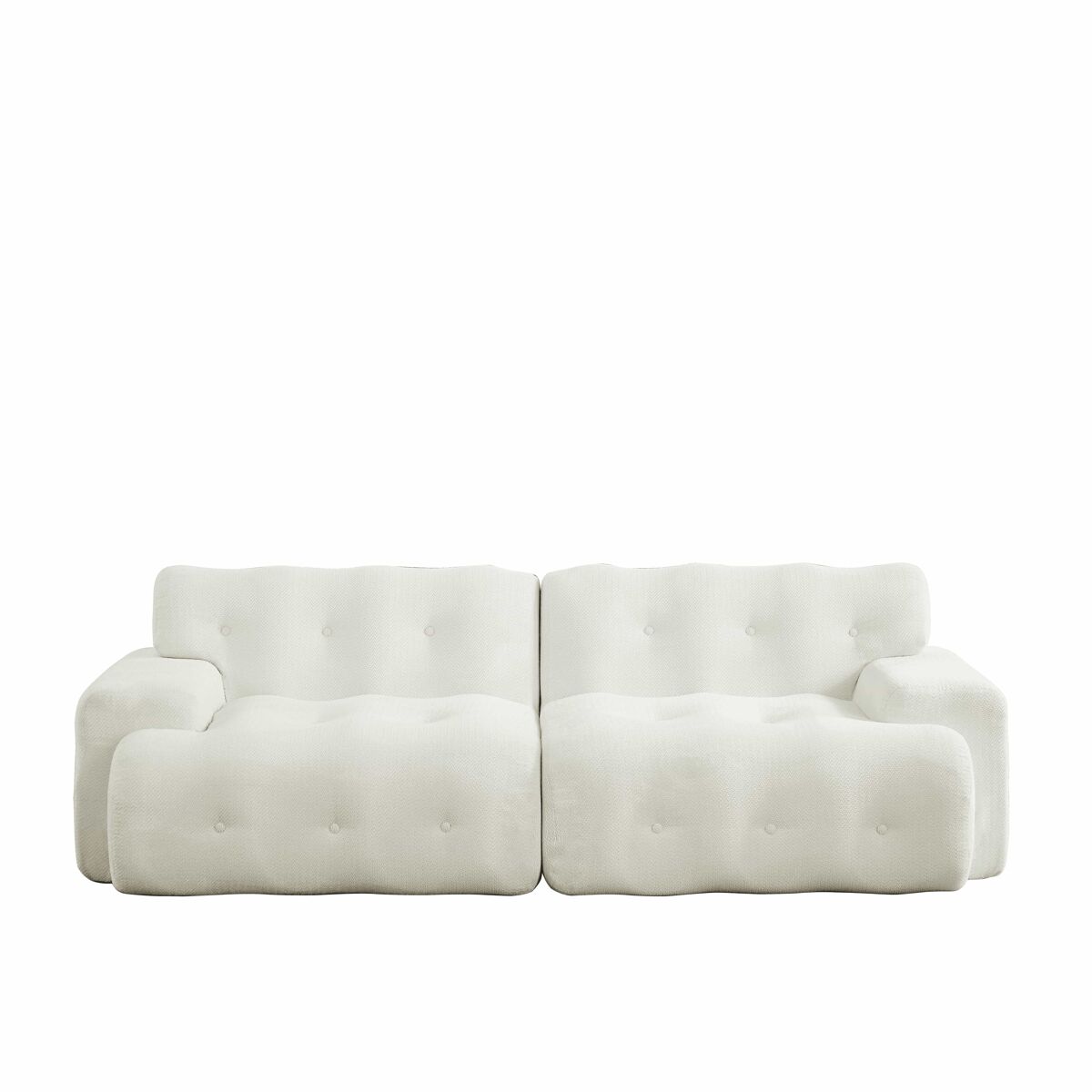 Sofá em forma de nuvem de 2 lugares - design curvo, braços largos, estofamento capitonado moderno, sem montagem - bege
