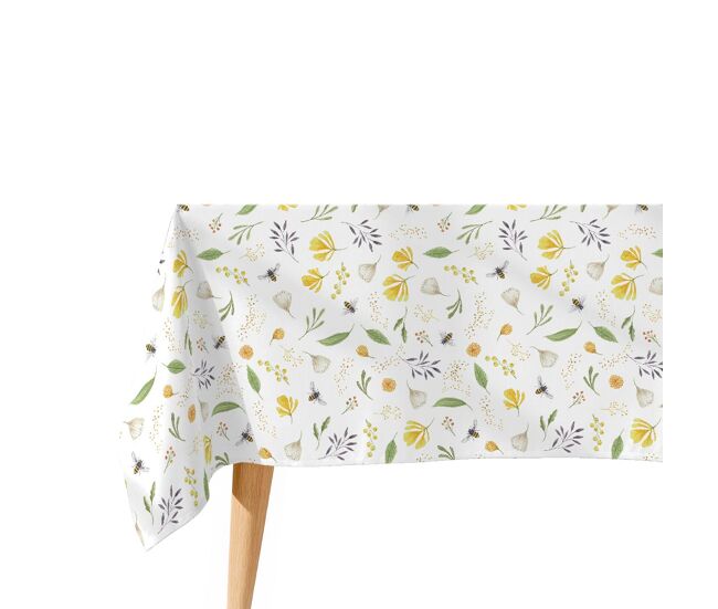 Toalha de mesa impermeável honeybee - 100% algodão - 150x200 cm