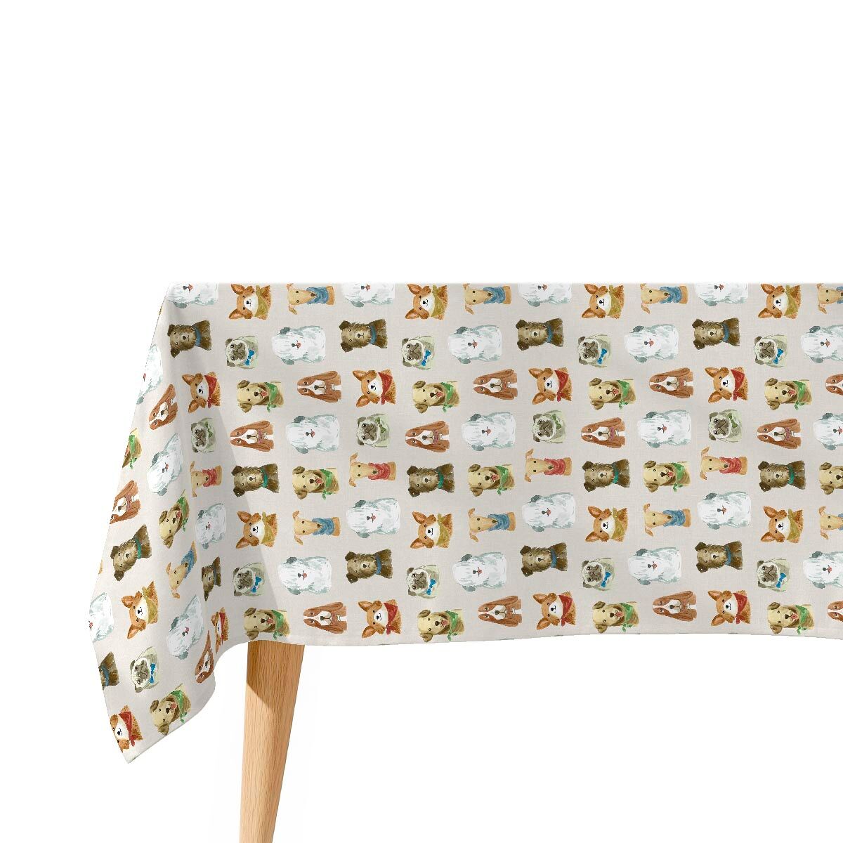 Toalha de mesa impermeável caninos - 100% algodão - 140x200 cm