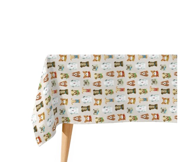 Toalha de mesa impermeável caninos - 100% algodão - 140x200 cm