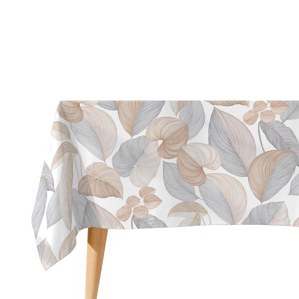 Toalha de mesa 100% algodão leaves - natural 150x250 cm