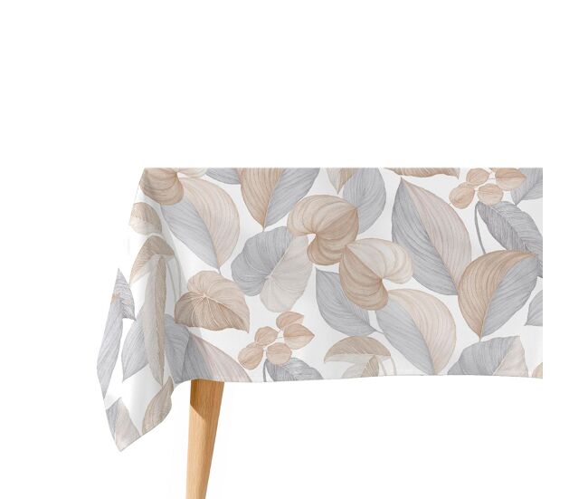 Toalha de mesa 100% algodão leaves - natural 150x250 cm