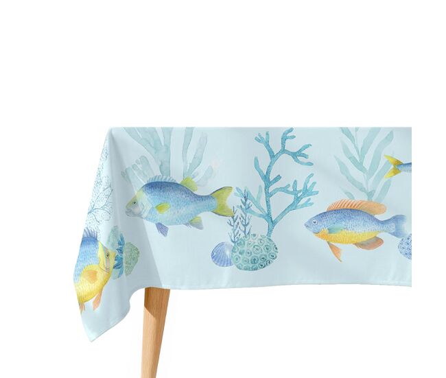 Toalha de mesa impermeável peces - 100% algodão - 100x150 cm