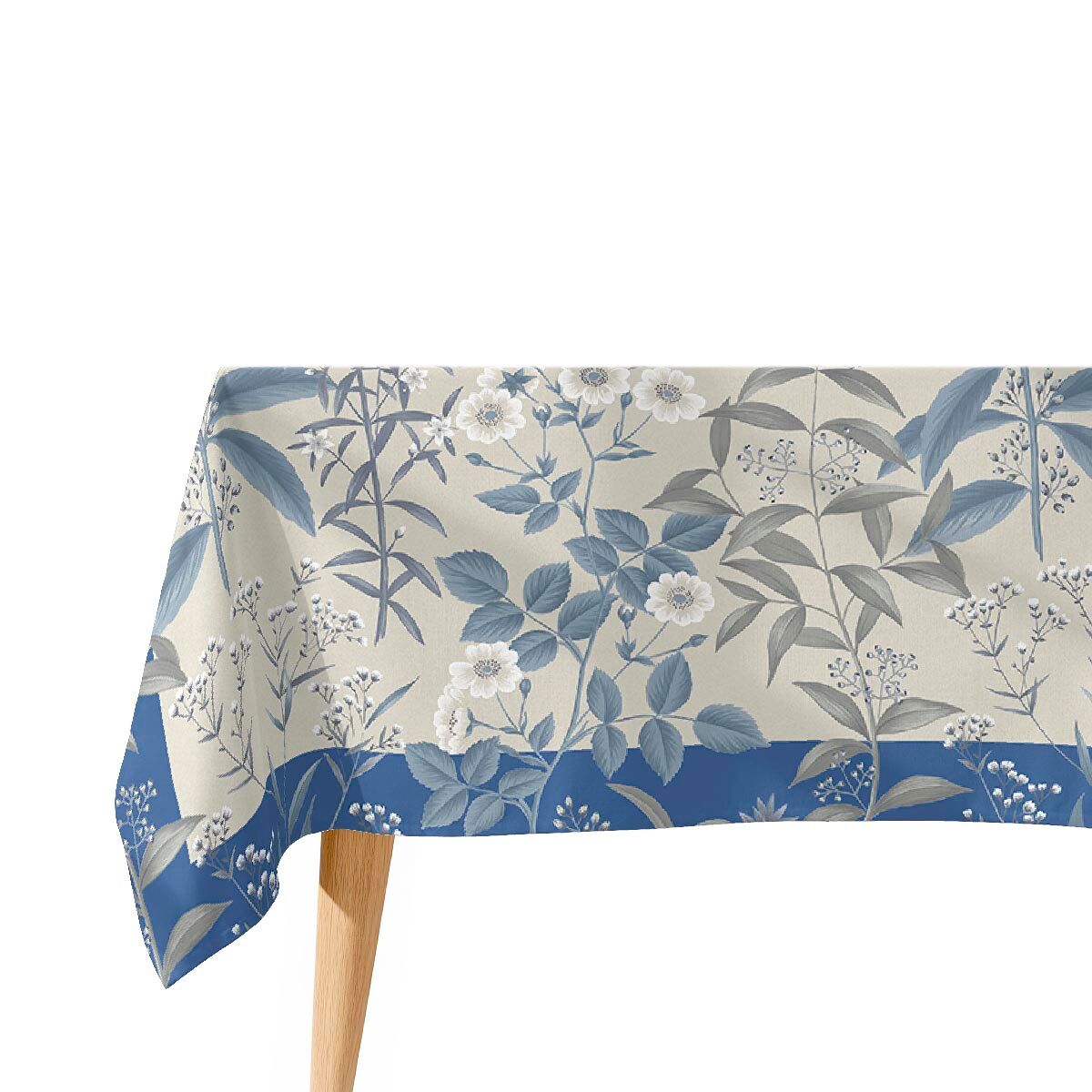 Toalha de mesa 100% algodão billings - azul 150x250 cm