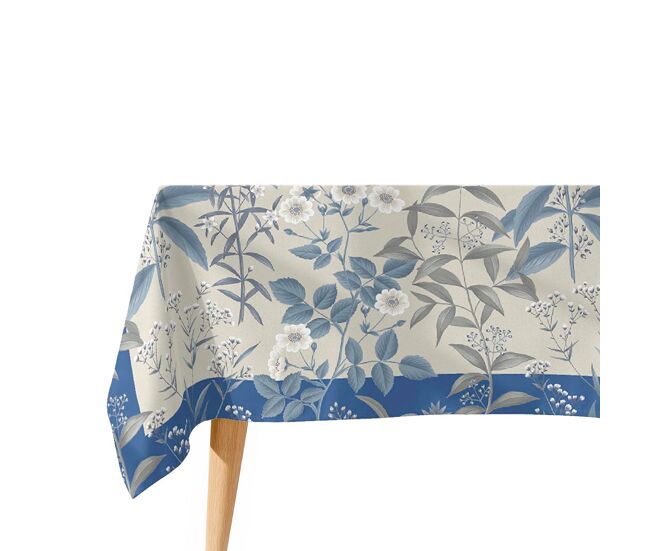 Toalha de mesa 100% algodão billings - azul 150x250 cm
