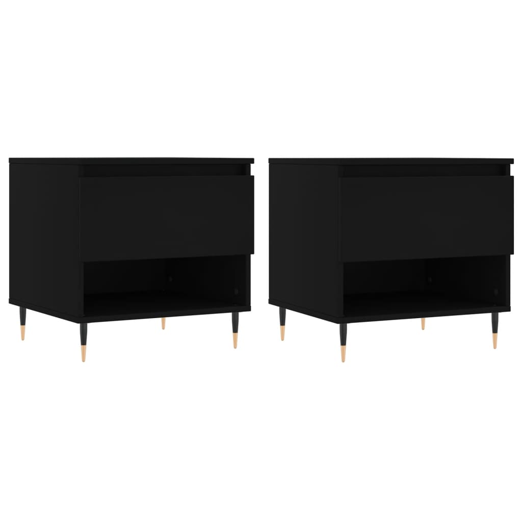 2pcs mesas de centro, mesas baixas 50x46x50 cm derivados de madeira preto