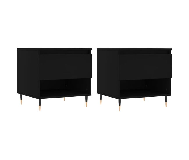 2pcs mesas de centro, mesas baixas 50x46x50 cm derivados de madeira preto